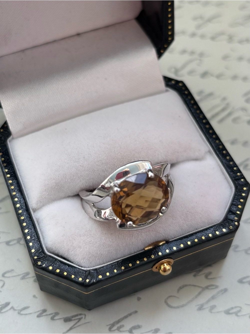 Sterling Silver Oval Smokey Citrine Ring Size 8.5